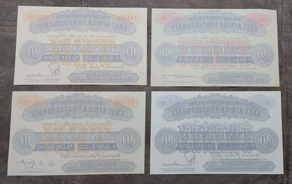 Four-note grid layout (quartet) showing the back/reverse side artwork, guilloche patterns, and border details