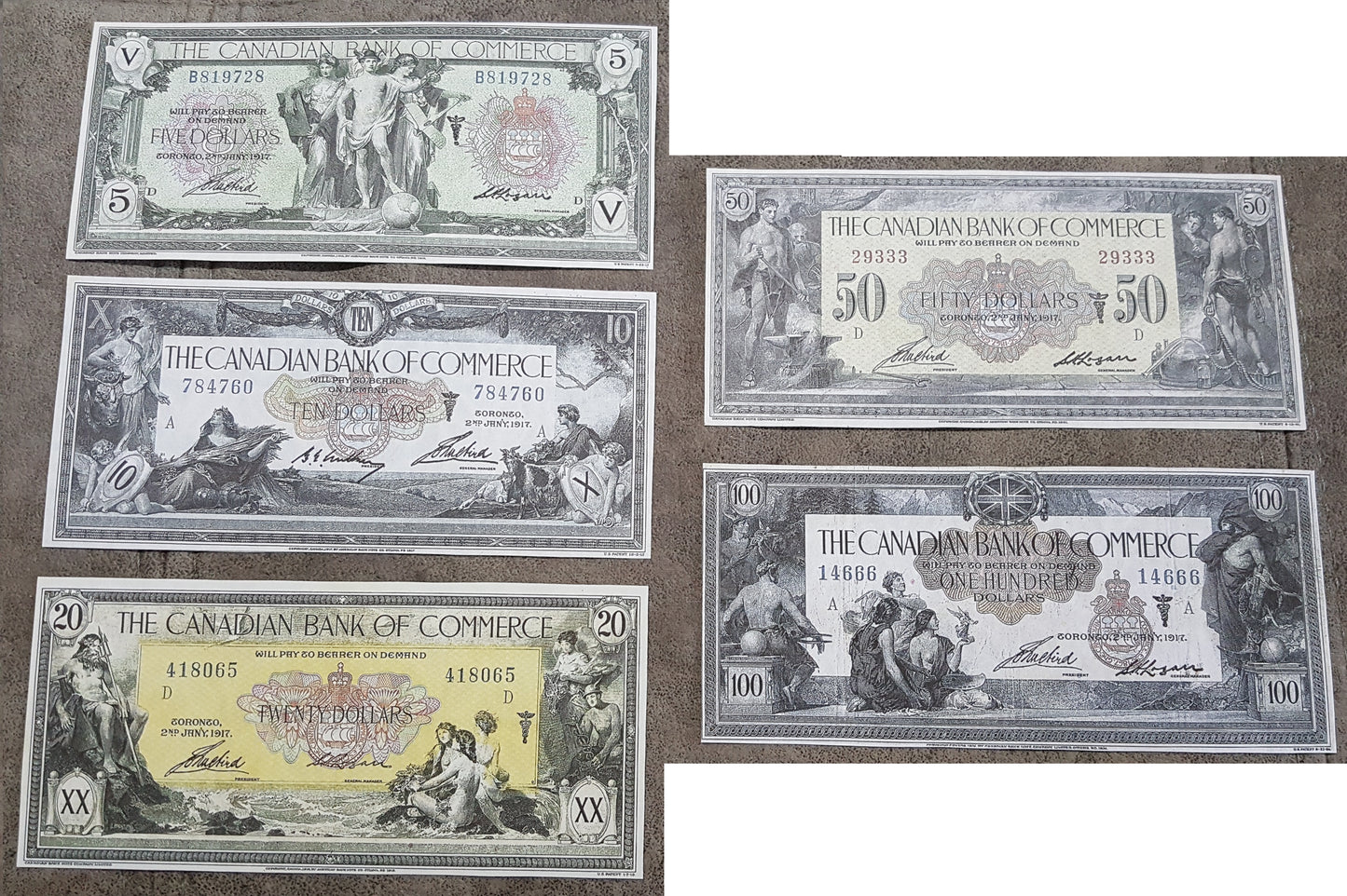 Reprint on paper  with W/M Bank of Commerce Canada 1917 y. FREE SHIPPING !