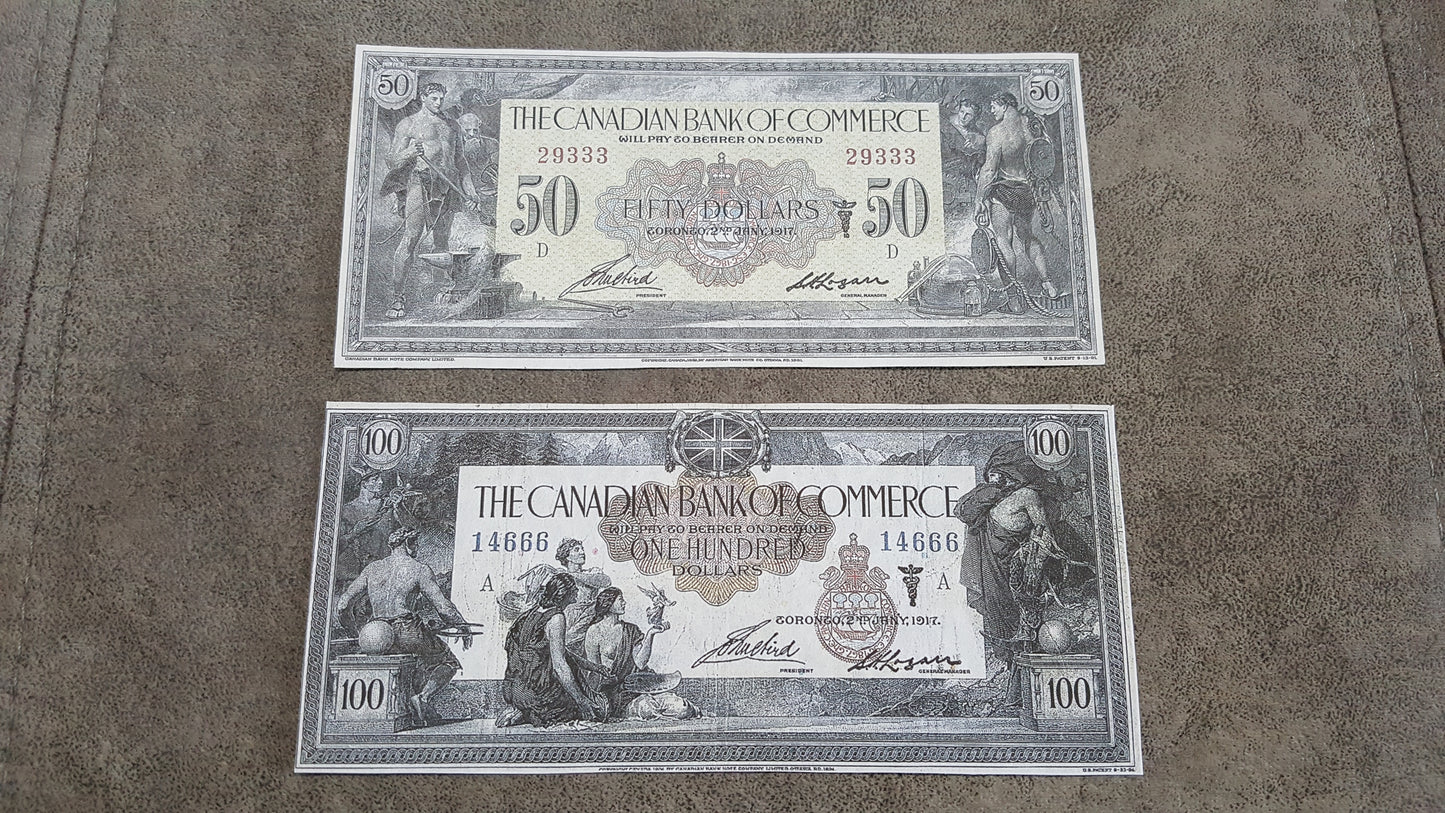 Reprint on paper  with W/M Bank of Commerce Canada 1917 y. FREE SHIPPING !
