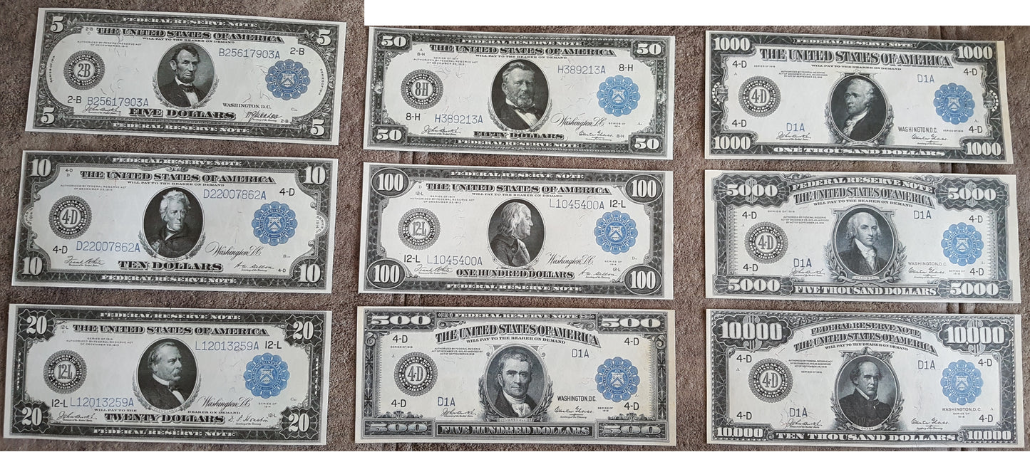 Reprint on paper with W/M United States 1914-1918 y. BLUE S/N FREE SHIPPING !!!