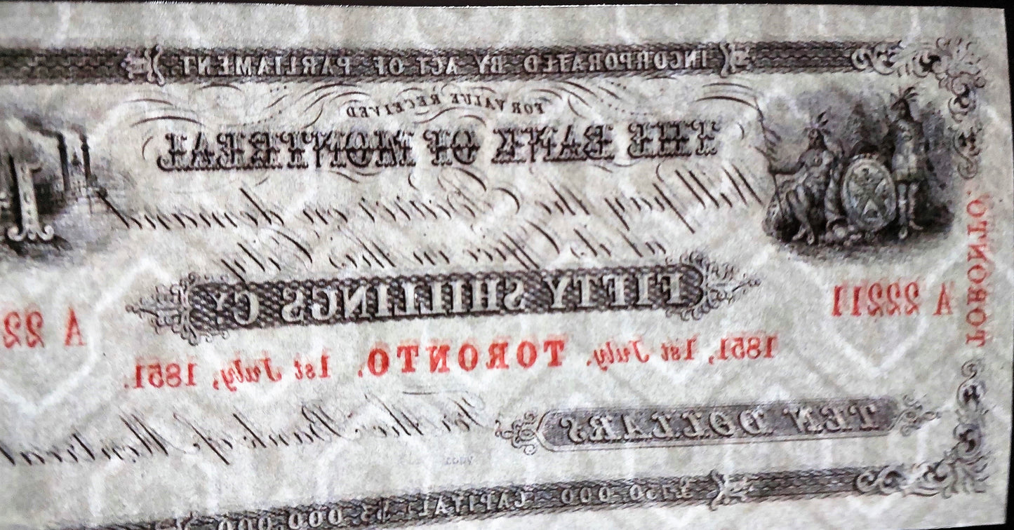 Reprint on paper with W/M Canada Bank of Montreal 1821-1912 y. FREE SHIPPING !!!