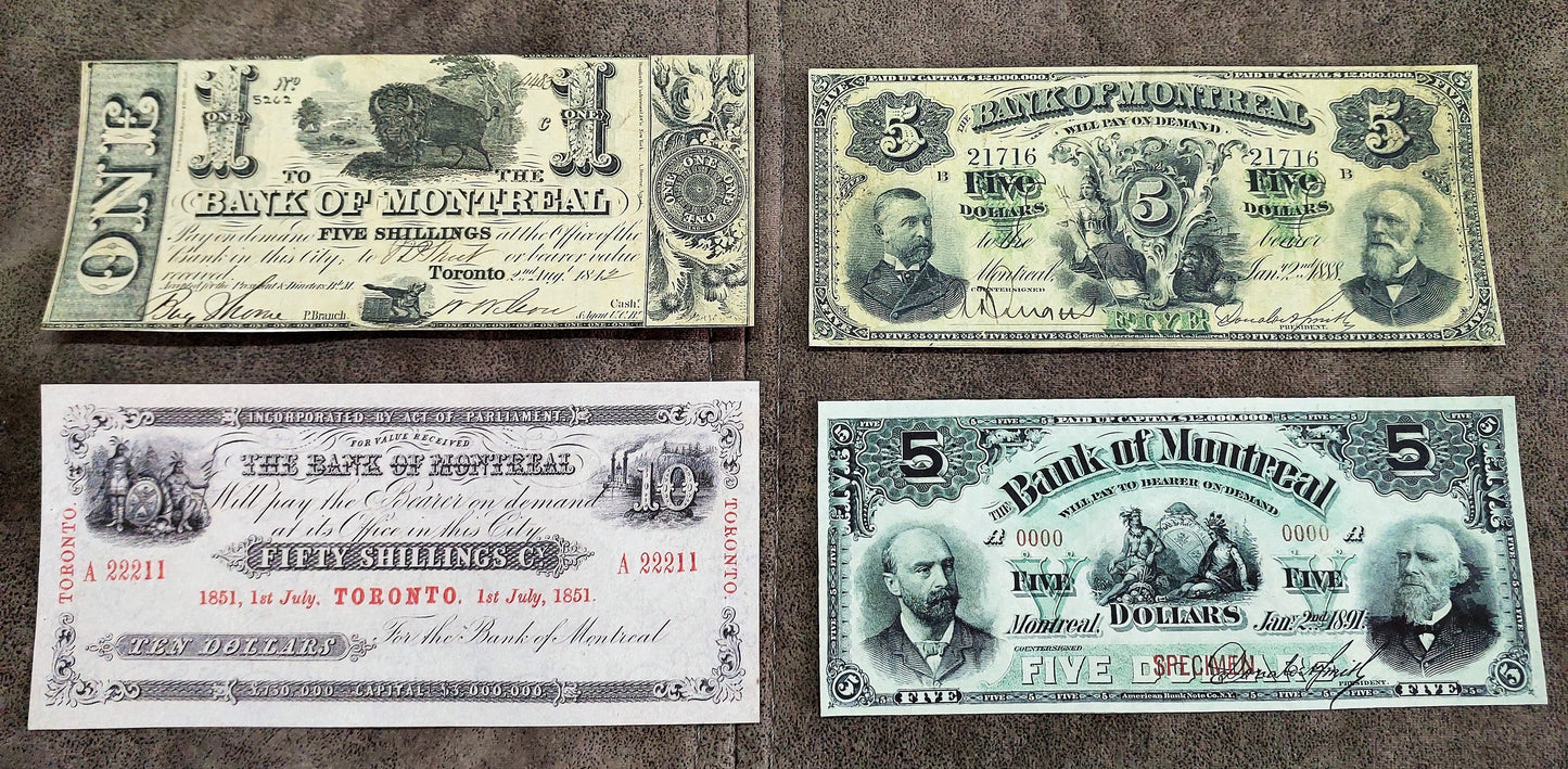 Reprint on paper with W/M Canada Bank of Montreal 1821-1912 y. FREE SHIPPING !!!