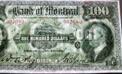 Réimpression sur papier avec filigrane Canada Banque de Montréal 1914-1931. LIVRAISON GRATUITE !!!