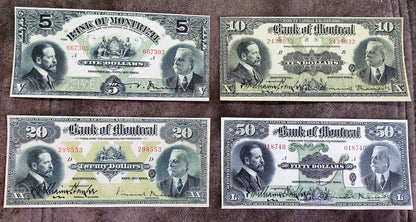 Réimpression sur papier avec filigrane Canada Banque de Montréal 1914-1931. LIVRAISON GRATUITE !!!