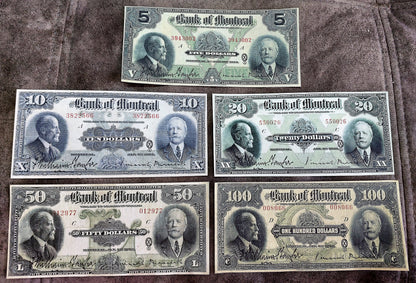 Réimpression sur papier avec filigrane Canada Banque de Montréal 1914-1931. LIVRAISON GRATUITE !!!
