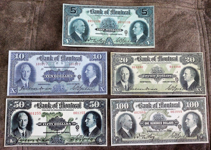 Réimpression sur papier avec filigrane Canada Banque de Montréal 1914-1931. LIVRAISON GRATUITE !!!