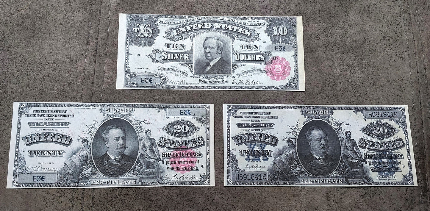 Reimpresión en papel con W/M Dólar de Plata de los Estados Unidos del año 1891 ¡ENVÍO GRATIS!