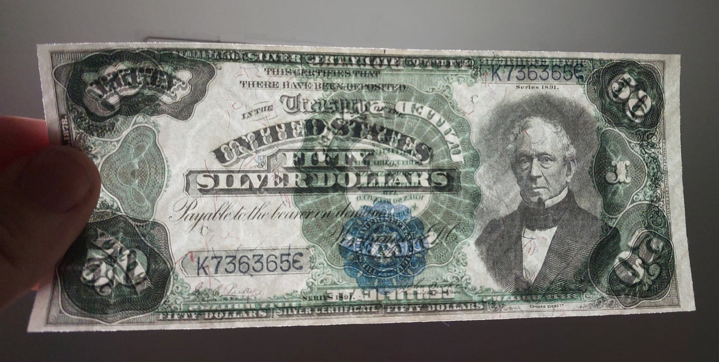 Reimpresión en papel con W/M Dólar de Plata de los Estados Unidos del año 1891 ¡ENVÍO GRATIS!