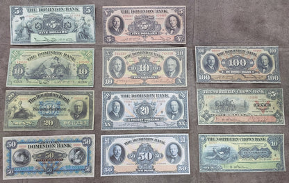 Réimprimer sur papier avec filigrane Canada DOMINION 1925-1931 + Banque Northern Crown 1908