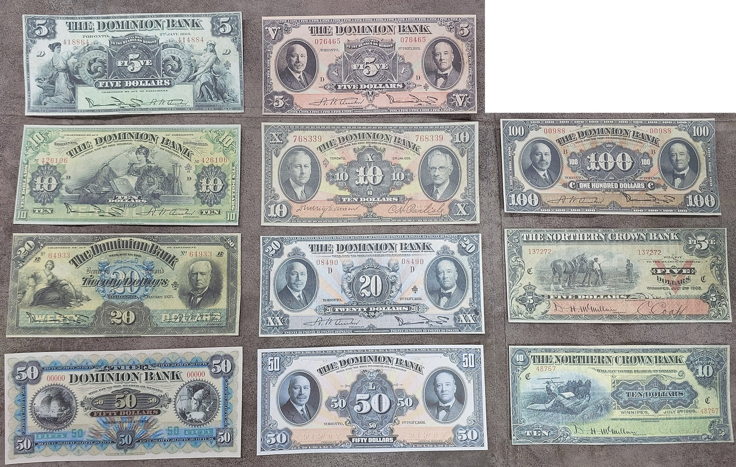 Reprint on paper with W/M Canada DOMINION 1925-1931 + Northern Crown Bank 1908
