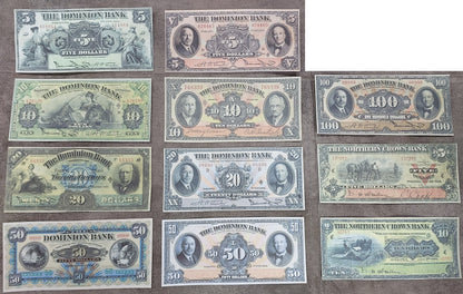 Réimprimer sur papier avec filigrane Canada DOMINION 1925-1931 + Banque Northern Crown 1908