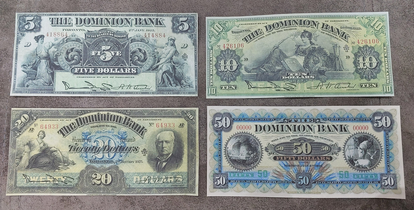 Reprint on paper with W/M Canada DOMINION 1925-1931 + Northern Crown Bank 1908