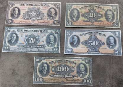 Réimprimer sur papier avec filigrane Canada DOMINION 1925-1931 + Banque Northern Crown 1908