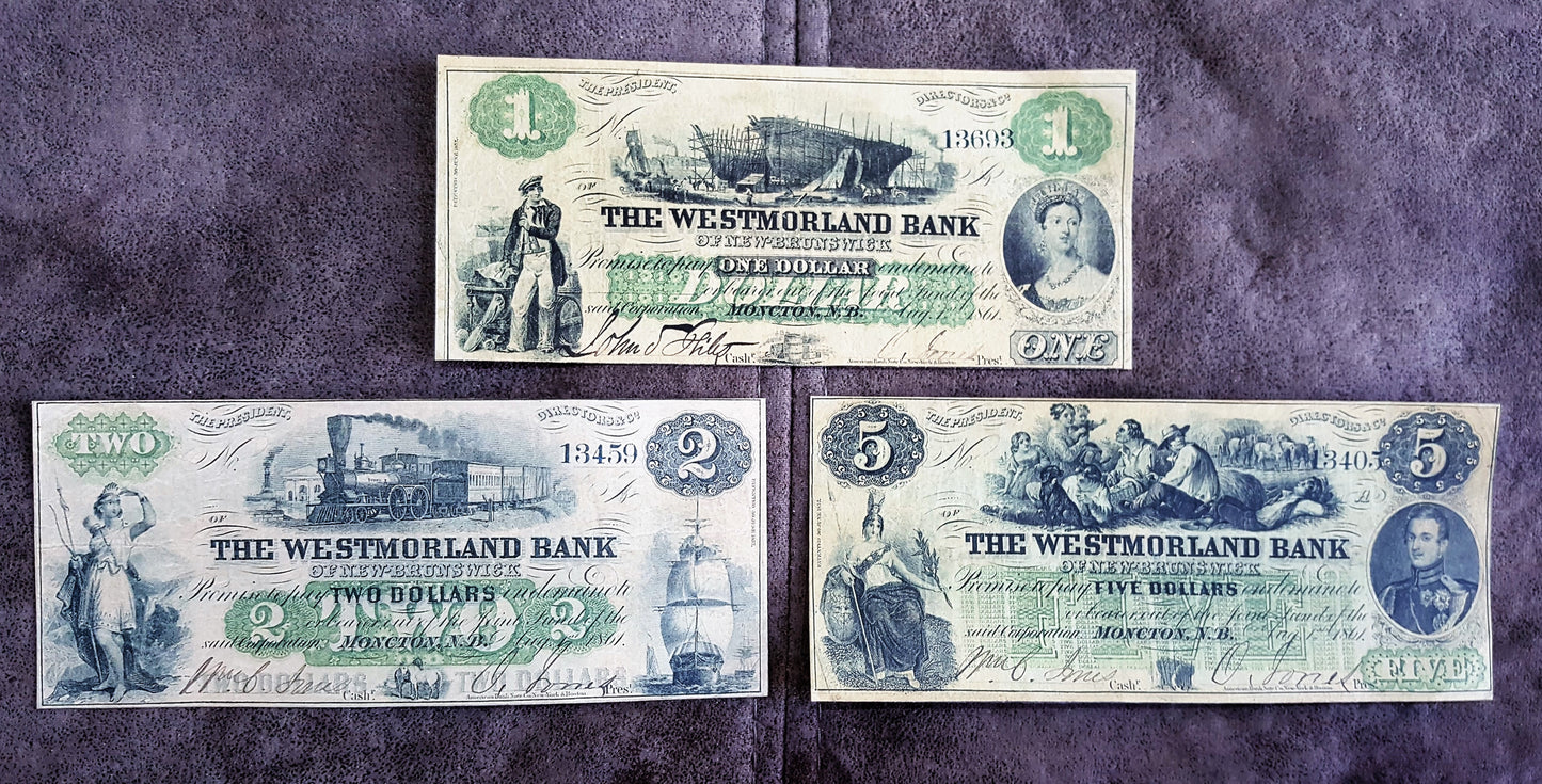 Reprint on paper  with W/M Canada, Bank of Toronto + Westmorland Bank 1861-1920