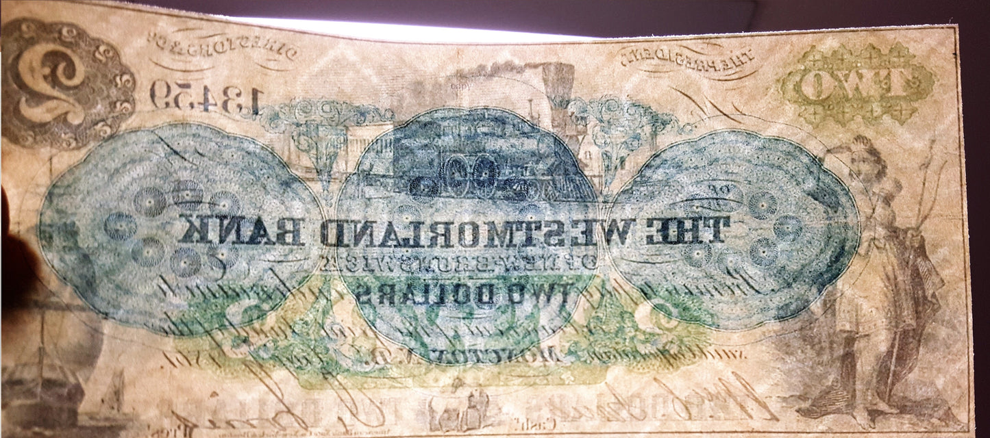 Reprint on paper  with W/M Canada, Bank of Toronto + Westmorland Bank 1861-1920