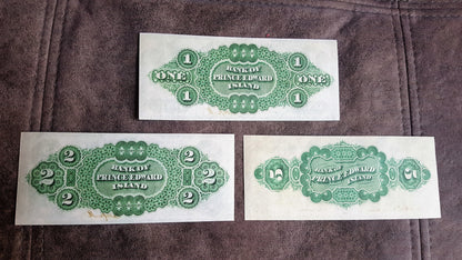 Réimpression sur papier avec filigrane Canada Banque d'Acadie + Île-du-Prince-Édouard 1872-1877