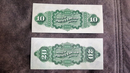 Réimpression sur papier avec filigrane Canada Banque d'Acadie + Île-du-Prince-Édouard 1872-1877