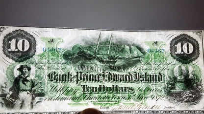 Réimpression sur papier avec filigrane Canada Banque d'Acadie + Île-du-Prince-Édouard 1872-1877