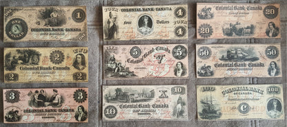 Réimpression sur papier avec filigrane Banque Coloniale du Canada 1859. LIVRAISON GRATUITE !