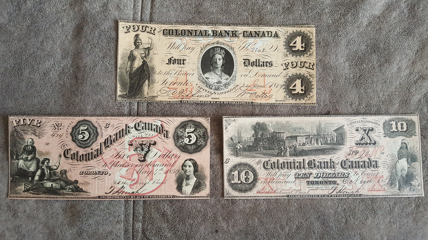Reprint on paper with W/M Colonial Bank of Canada 1859 y. FREE SHIPPING !