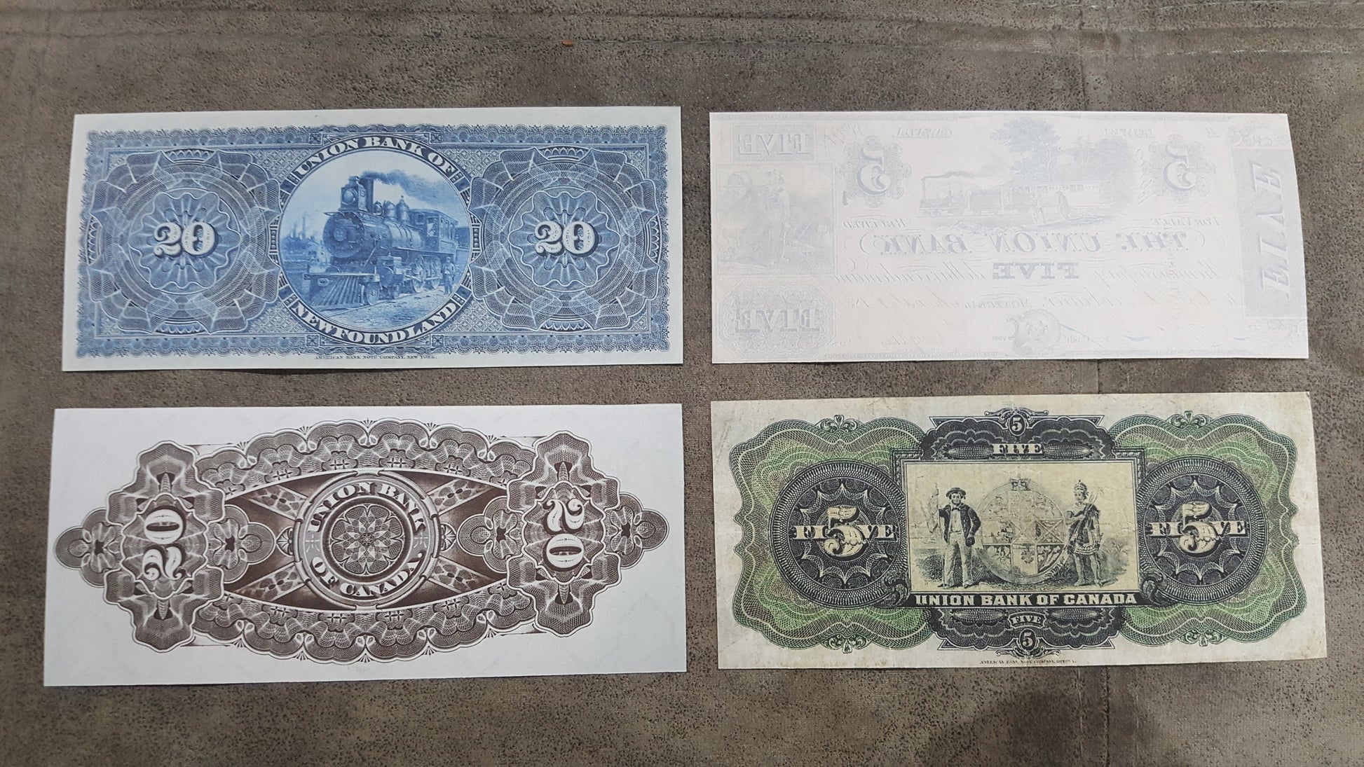 Historic Union Bank of Newfoundland & Lower Canada Notes Reverse