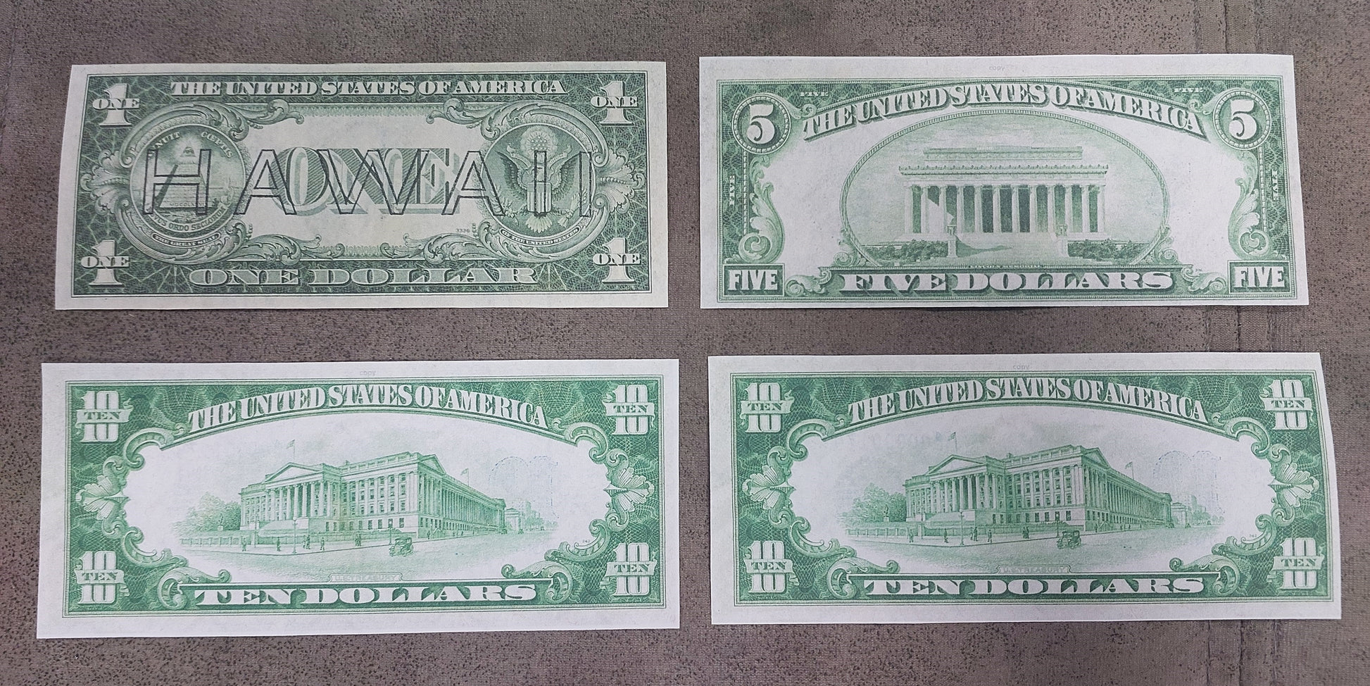 US 1 Dollar North Africa WWII, Experimental S, 5 Dollar 1934 and 5 Dollar North Africa Silver Certificates reverse side