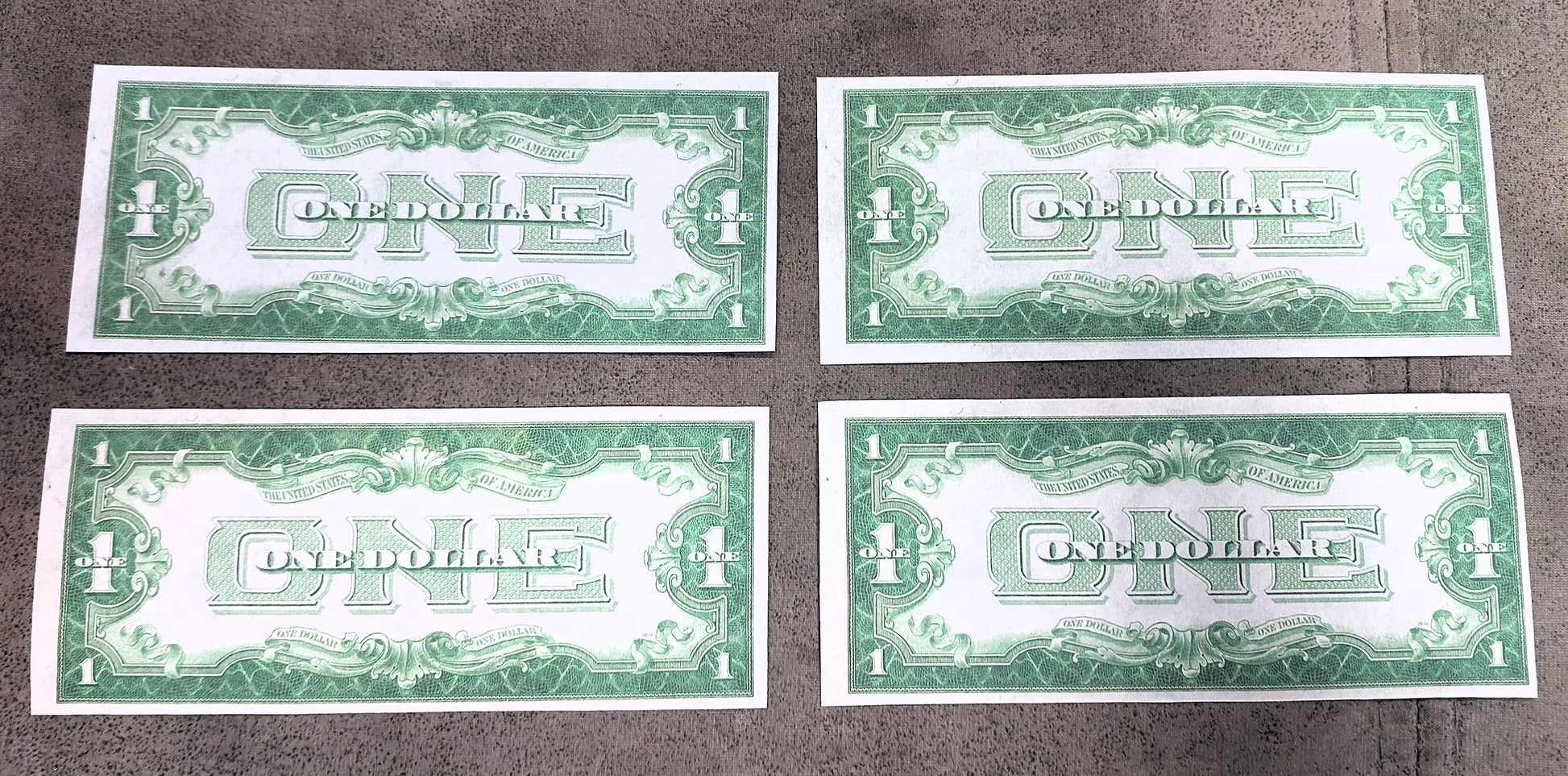 US 1 Dollar 1928 Funnyback, 1934, 1935C and 1935A Hawaii WWII Silver Certificates reverse side