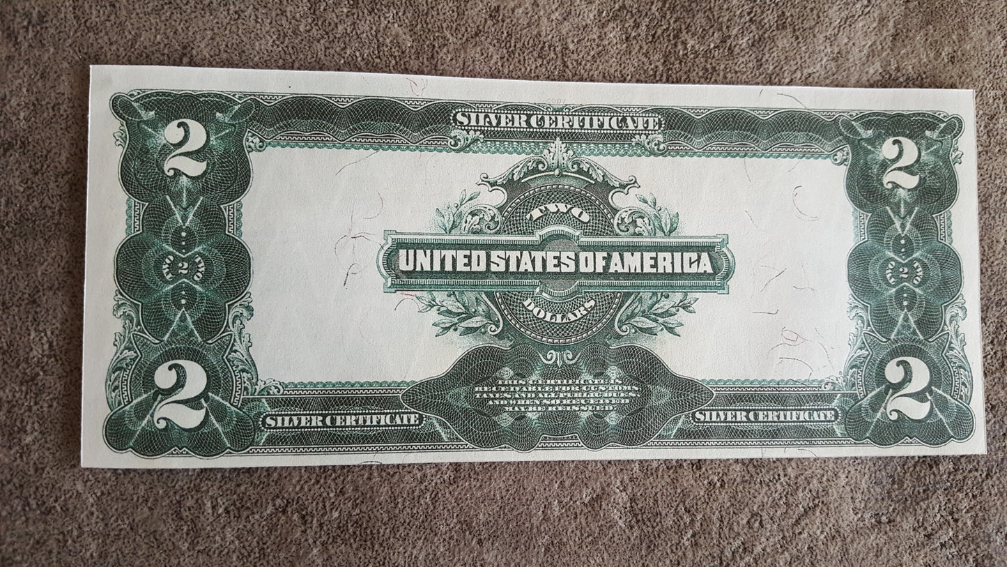 US 2 Dollar 1899 Silver Certificate George Washington note reverse side view