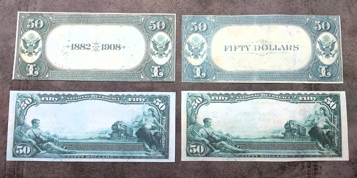 US 50 Dollar National Bank notes 1882-1927 Date Back reverse side view